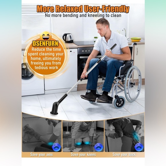 Electric Spin Scrubber Cleaning Brush Black Shower Power Scrubber Bathroom OW - Picture 7 of 8